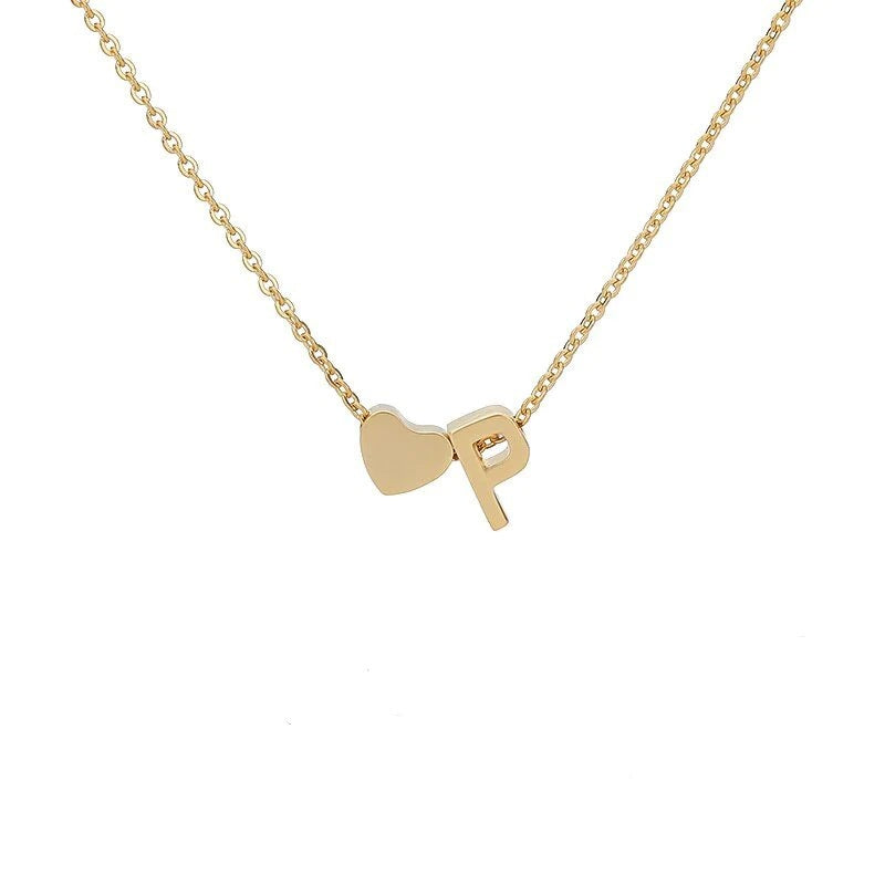Heart & Initial Letter Choker (26 Letters Optional | Gold/Silver Dual Tone)