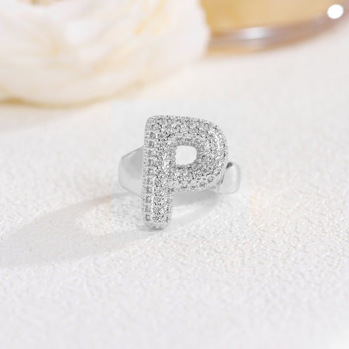 Bubble Letter Full-diamond Open Ring