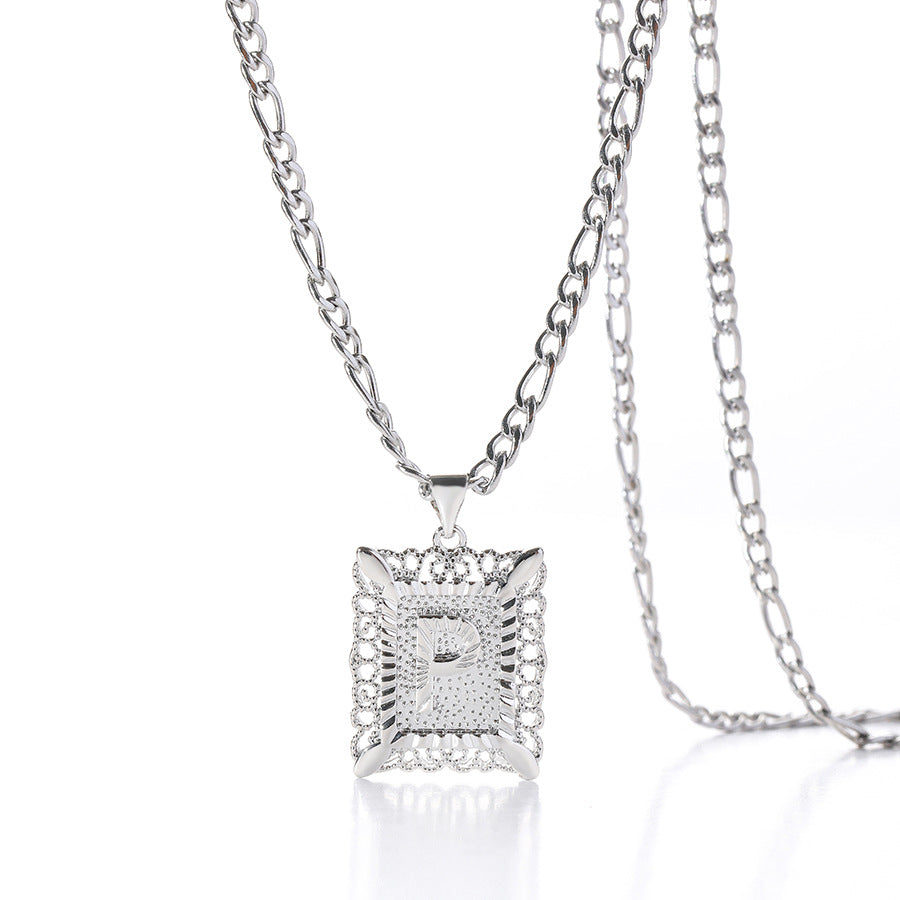 Square 14K Gold Alphabet Necklace