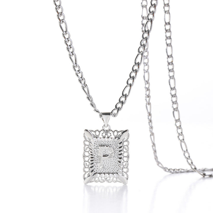 Square 14K Gold Alphabet Necklace