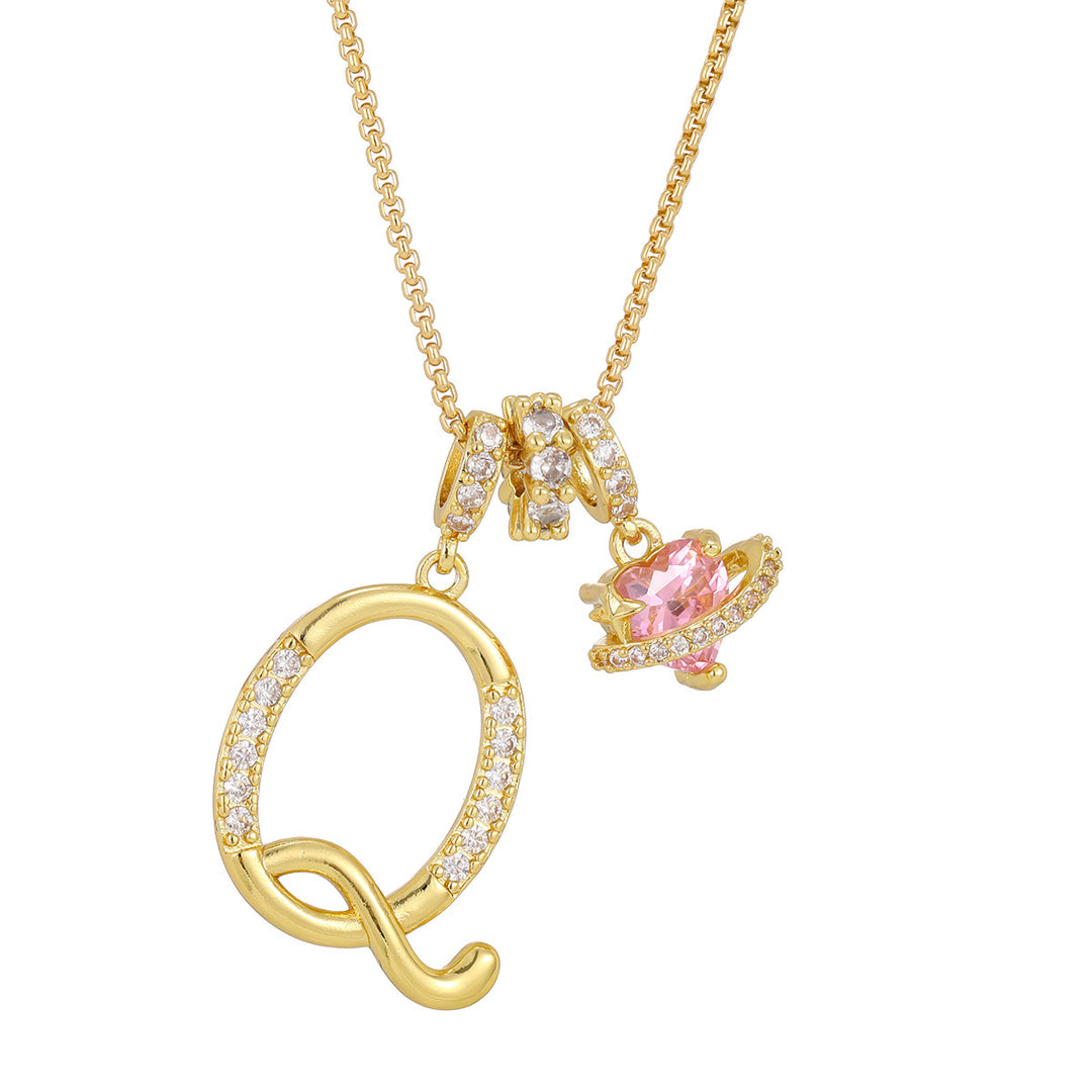 Dopamine 26 English Floral Letter Necklace - Girls' Light Luxury Niche High-End Jewelry