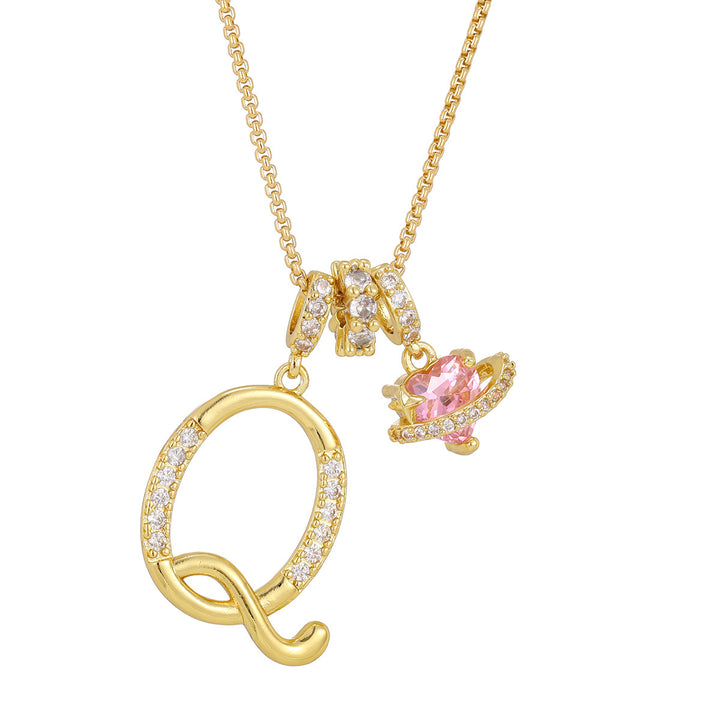Dopamine 26 English Floral Letter Necklace - Girls' Light Luxury Niche High-End Jewelry