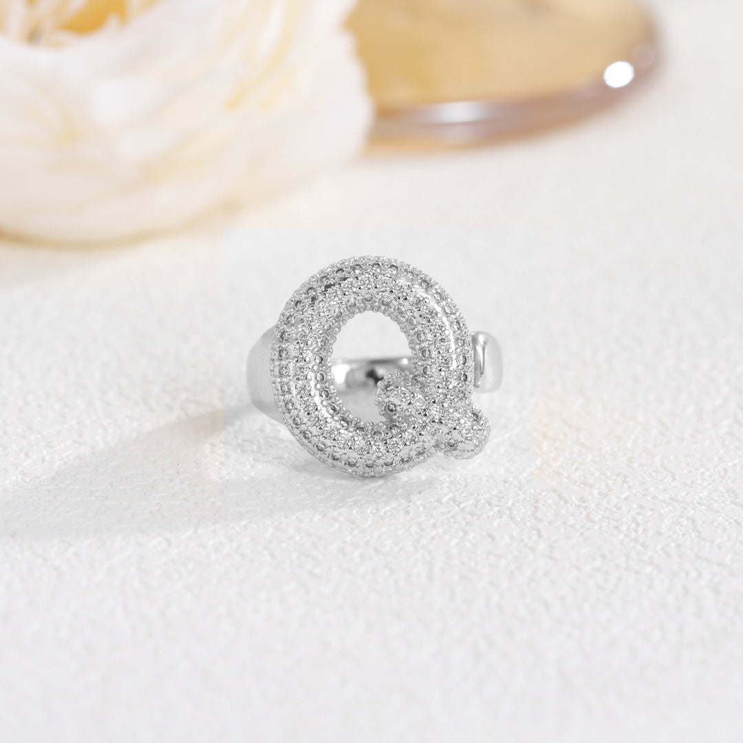 Bubble Letter Full-diamond Open Ring