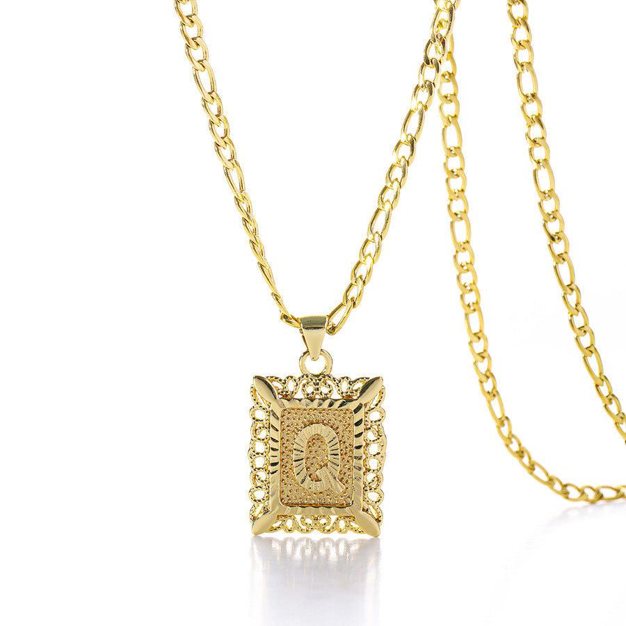 Square 14K Gold Alphabet Necklace