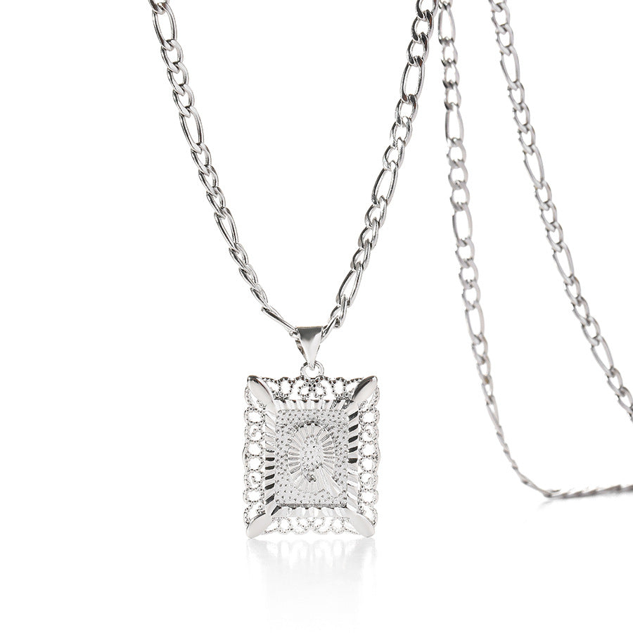 Square 14K Gold Alphabet Necklace
