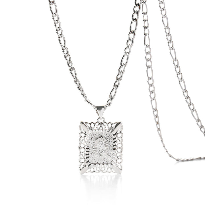 Square 14K Gold Alphabet Necklace