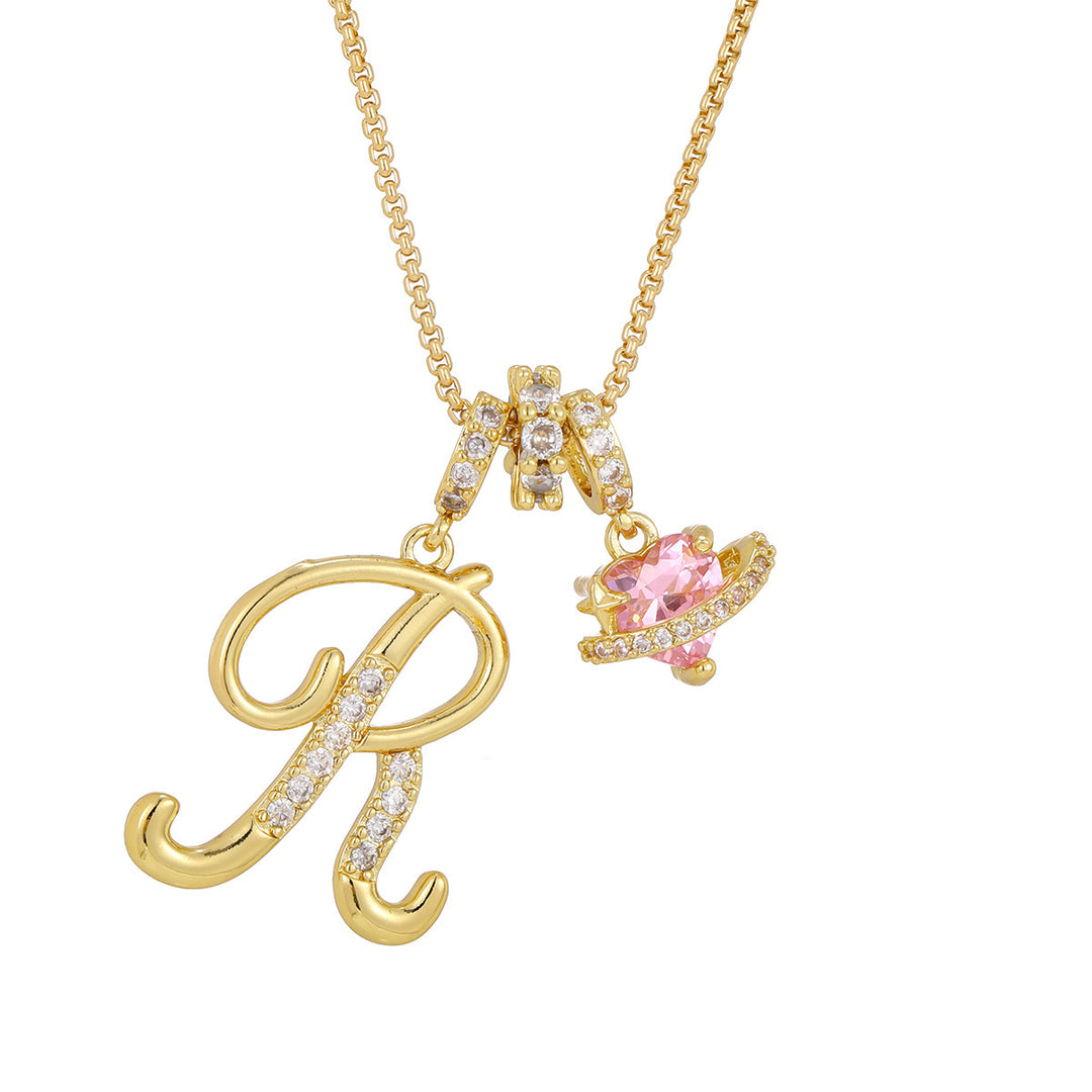 Dopamine 26 English Floral Letter Necklace - Girls' Light Luxury Niche High-End Jewelry