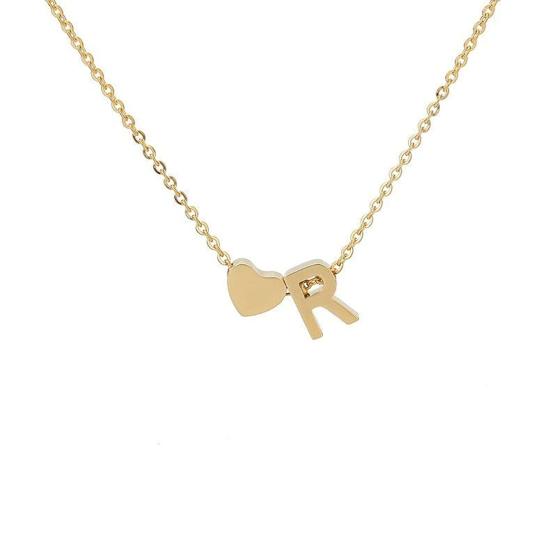 Heart & Initial Letter Choker (26 Letters Optional | Gold/Silver Dual Tone)