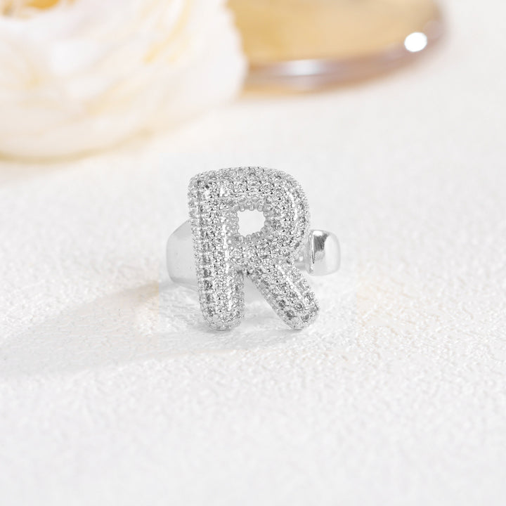 Bubble Letter Full-diamond Open Ring