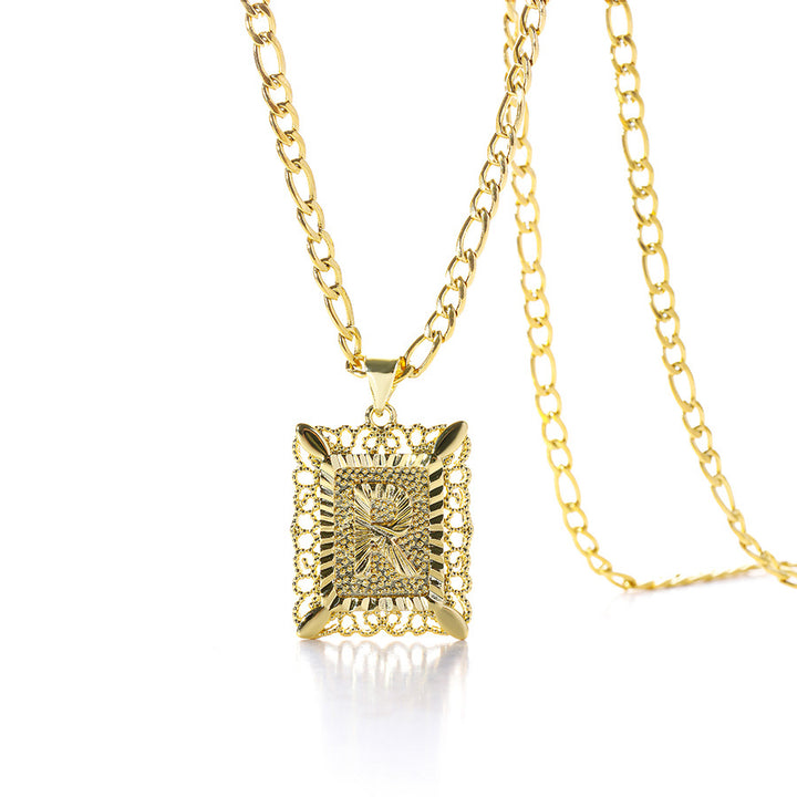 Square 14K Gold Alphabet Necklace
