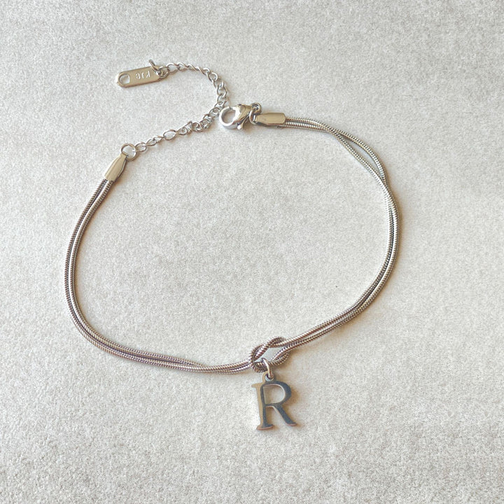 26 Letter Pendant Handmade Knotted Herringbone Snake Chain Couple Bracelet