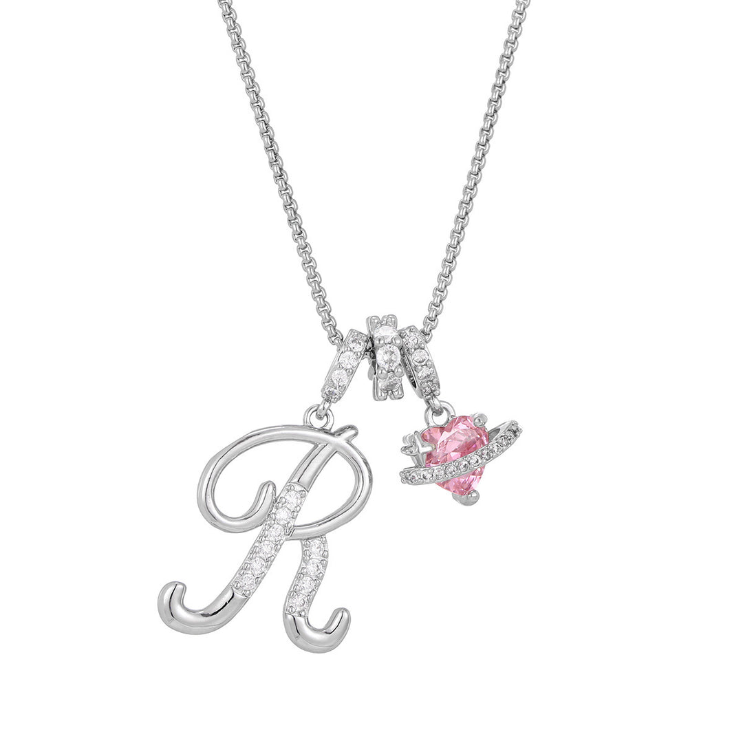 Dopamine 26 English Floral Letter Necklace - Girls' Light Luxury Niche High-End Jewelry