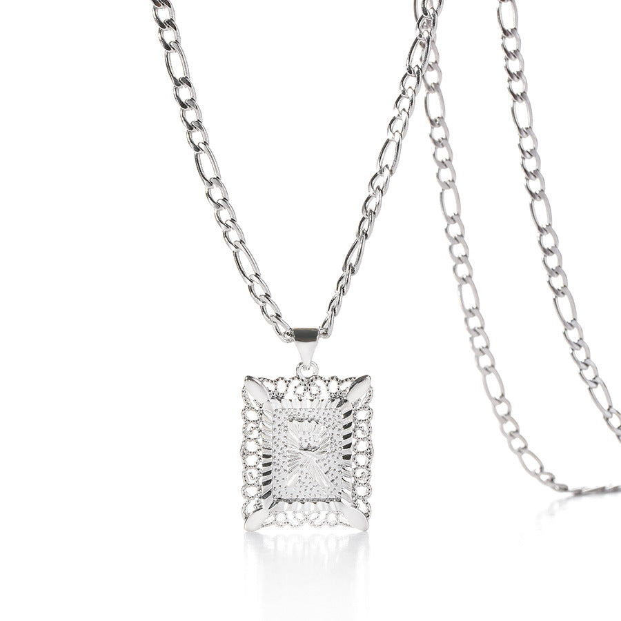 Square 14K Gold Alphabet Necklace