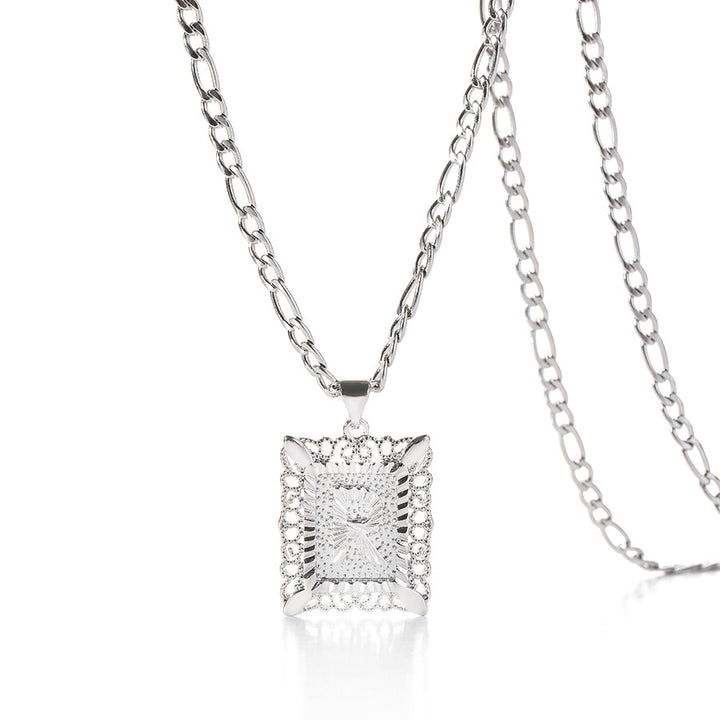 Square 14K Gold Alphabet Necklace