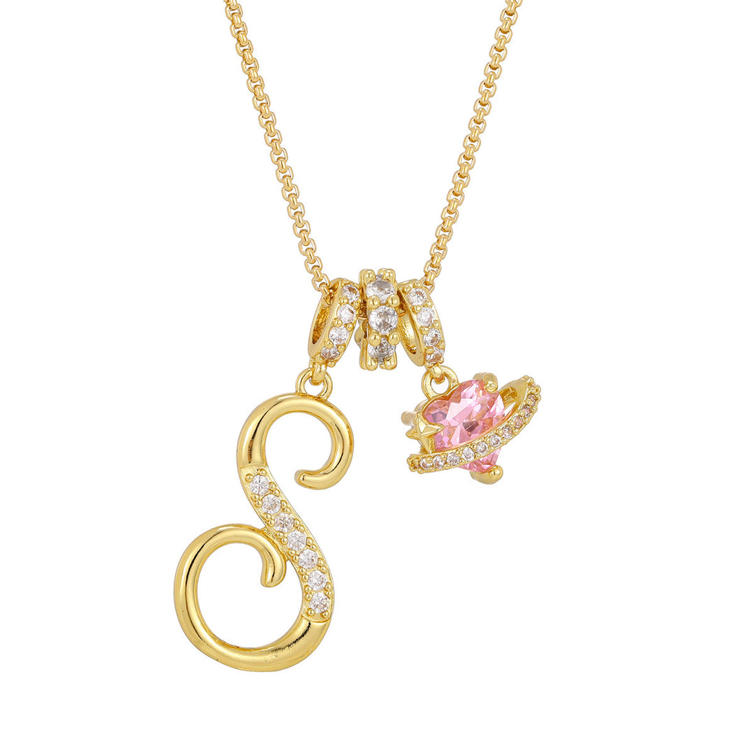 Dopamine 26 English Floral Letter Necklace - Girls' Light Luxury Niche High-End Jewelry