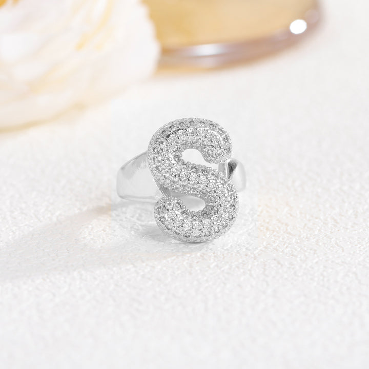 Bubble Letter Full-diamond Open Ring