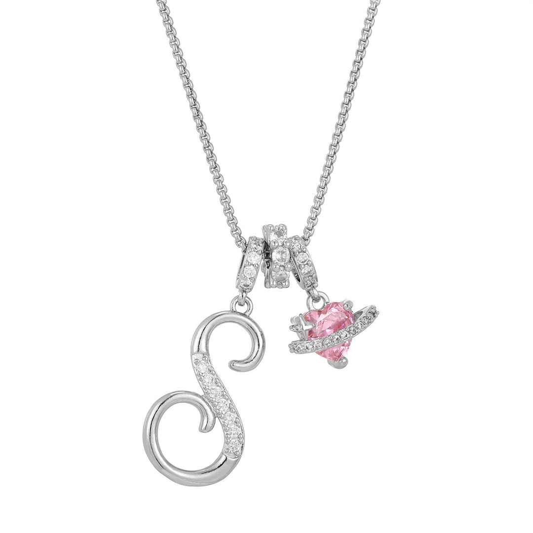 Dopamine 26 English Floral Letter Necklace - Girls' Light Luxury Niche High-End Jewelry