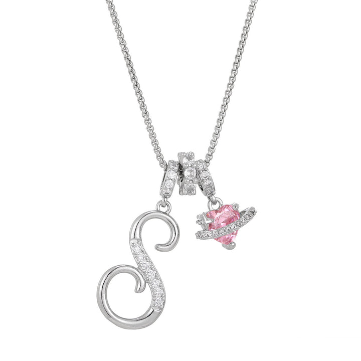 Dopamine 26 English Floral Letter Necklace - Girls' Light Luxury Niche High-End Jewelry