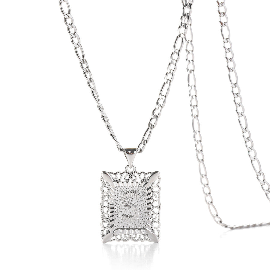 Square 14K Gold Alphabet Necklace