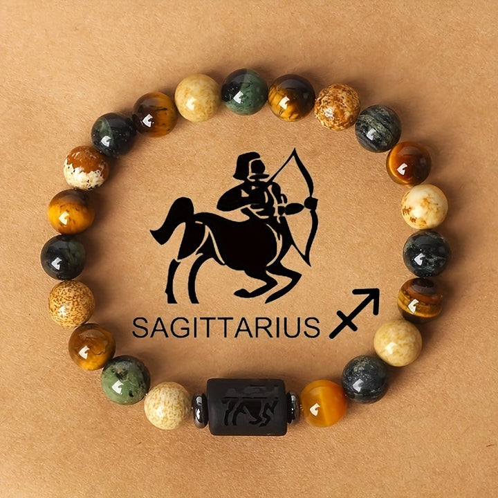 12 Constellations Obsidian Tiger Eye Stone Bracelet