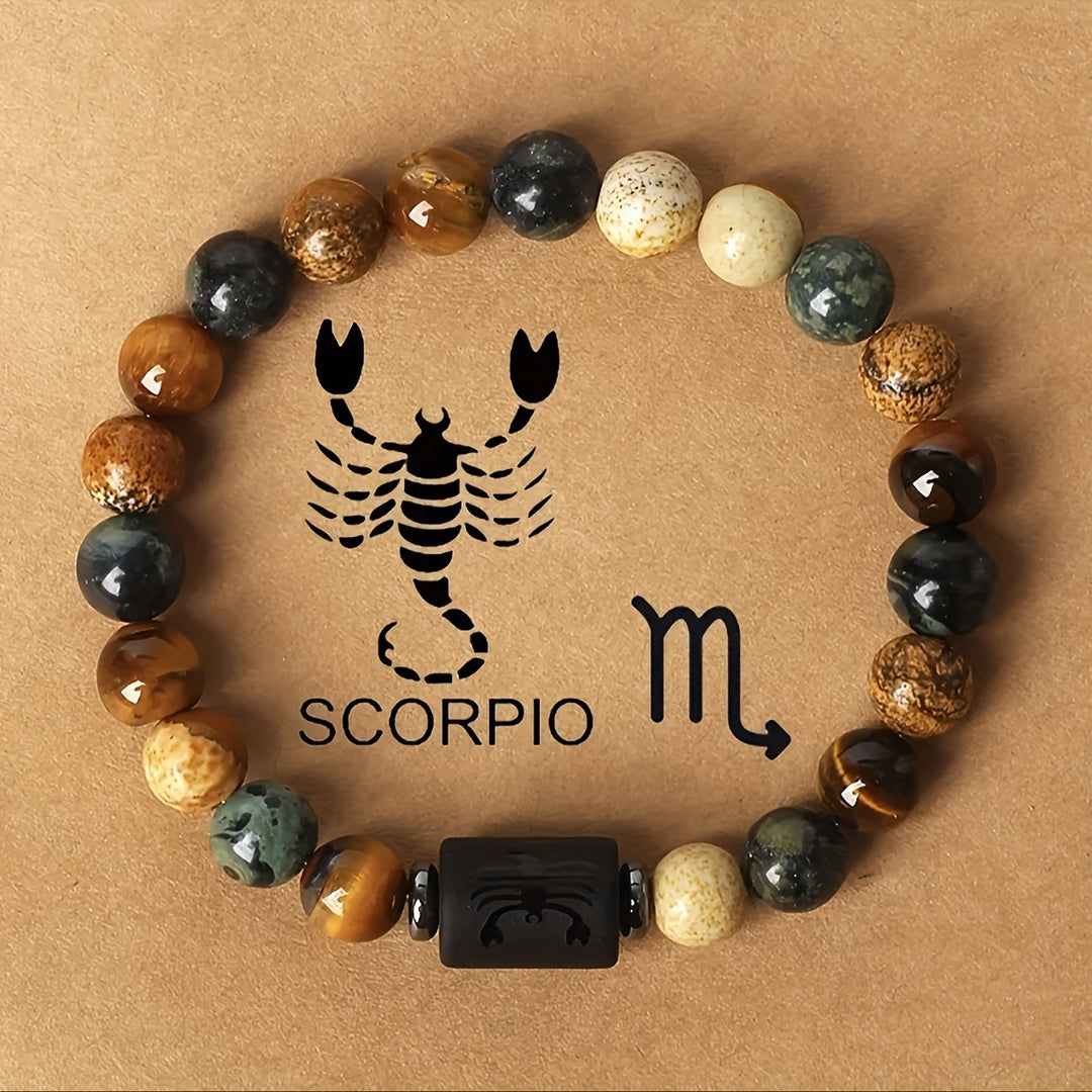 12 Constellations Obsidian Tiger Eye Stone Bracelet