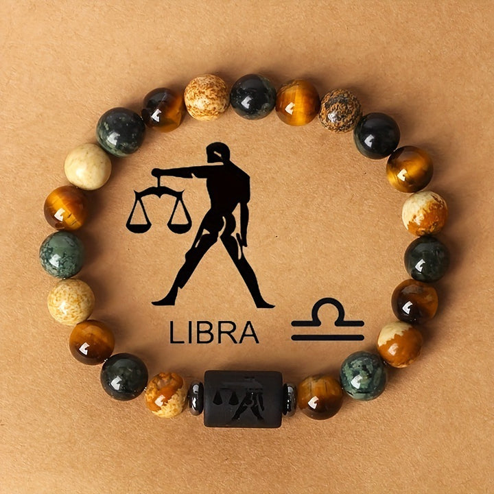 12 Constellations Obsidian Tiger Eye Stone Bracelet