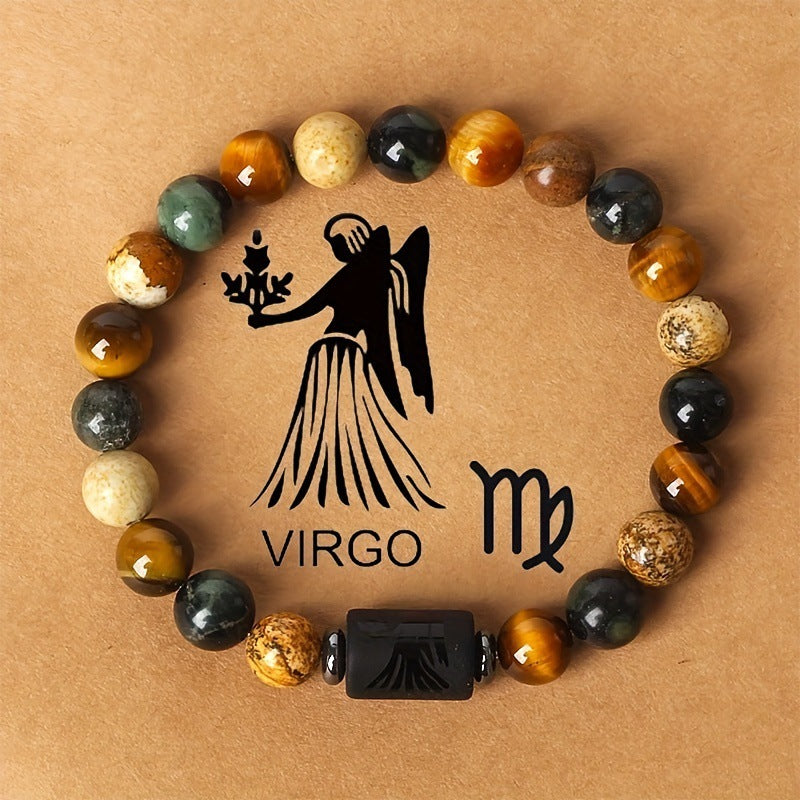 12 Constellations Obsidian Tiger Eye Stone Bracelet