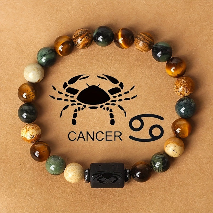 12 Constellations Obsidian Tiger Eye Stone Bracelet