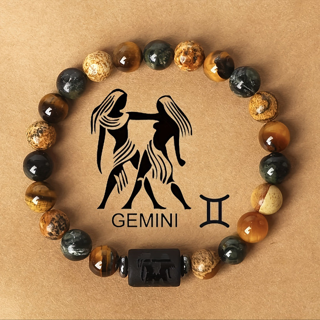 12 Constellations Obsidian Tiger Eye Stone Bracelet