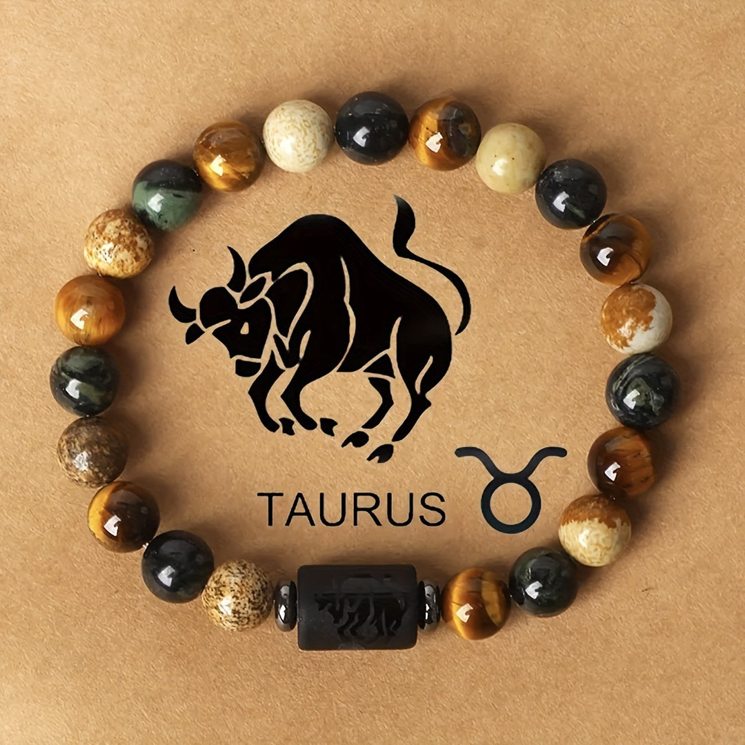 12 Constellations Obsidian Tiger Eye Stone Bracelet