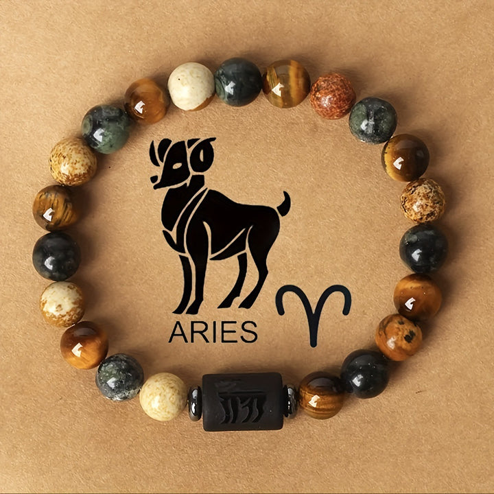 12 Constellations Obsidian Tiger Eye Stone Bracelet