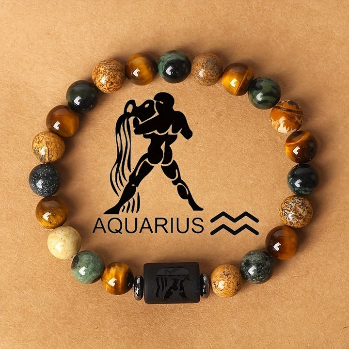 12 Constellations Obsidian Tiger Eye Stone Bracelet