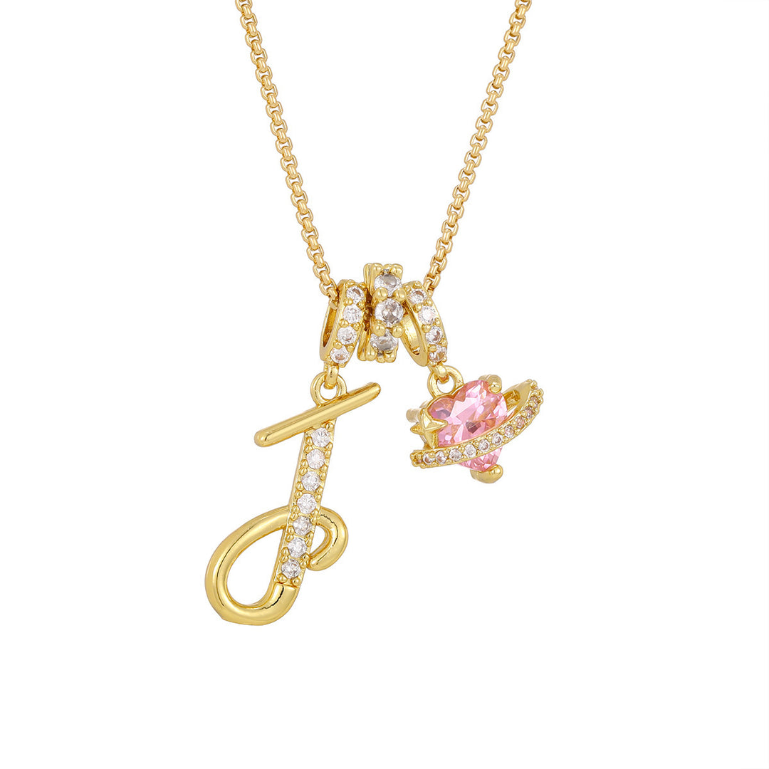 Dopamine 26 English Floral Letter Necklace - Girls' Light Luxury Niche High-End Jewelry