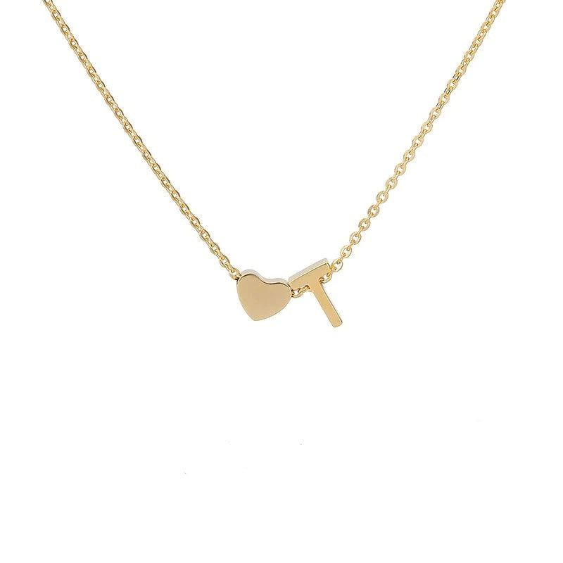 Heart & Initial Letter Choker (26 Letters Optional | Gold/Silver Dual Tone)