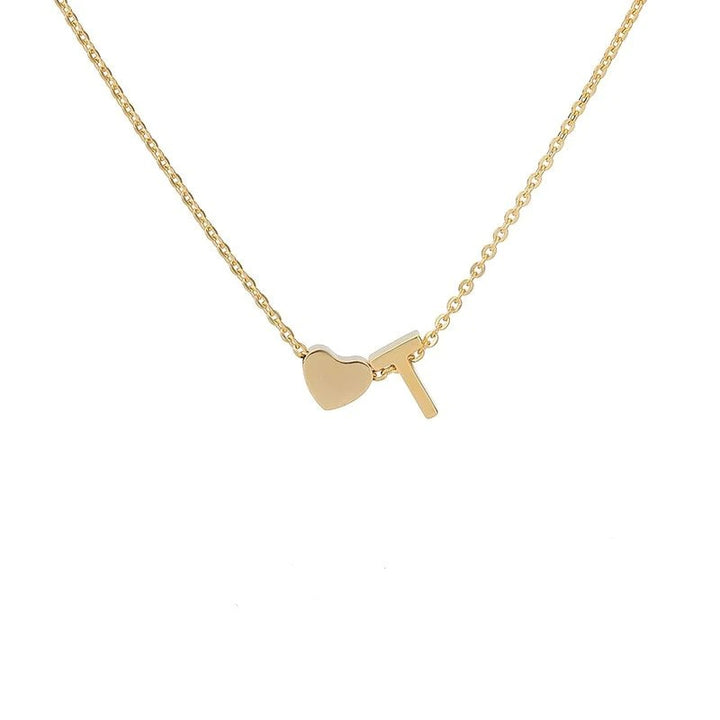 Heart & Initial Letter Choker (26 Letters Optional | Gold/Silver Dual Tone)