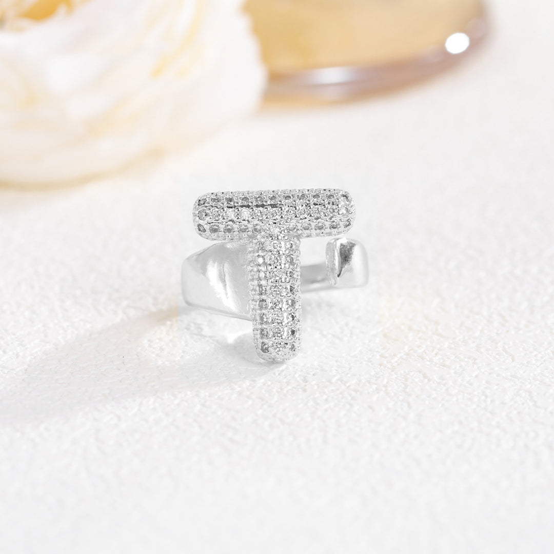 Bubble Letter Full-diamond Open Ring