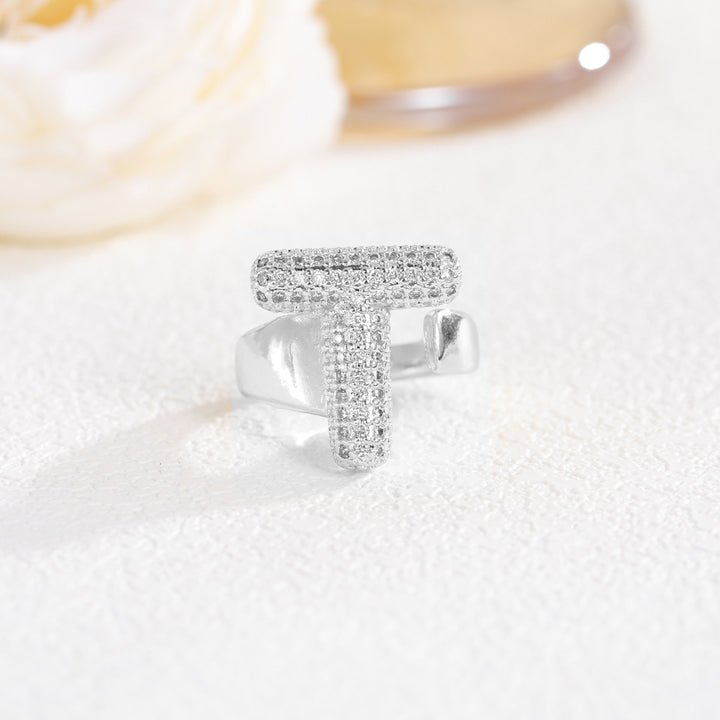 Bubble Letter Full-diamond Open Ring