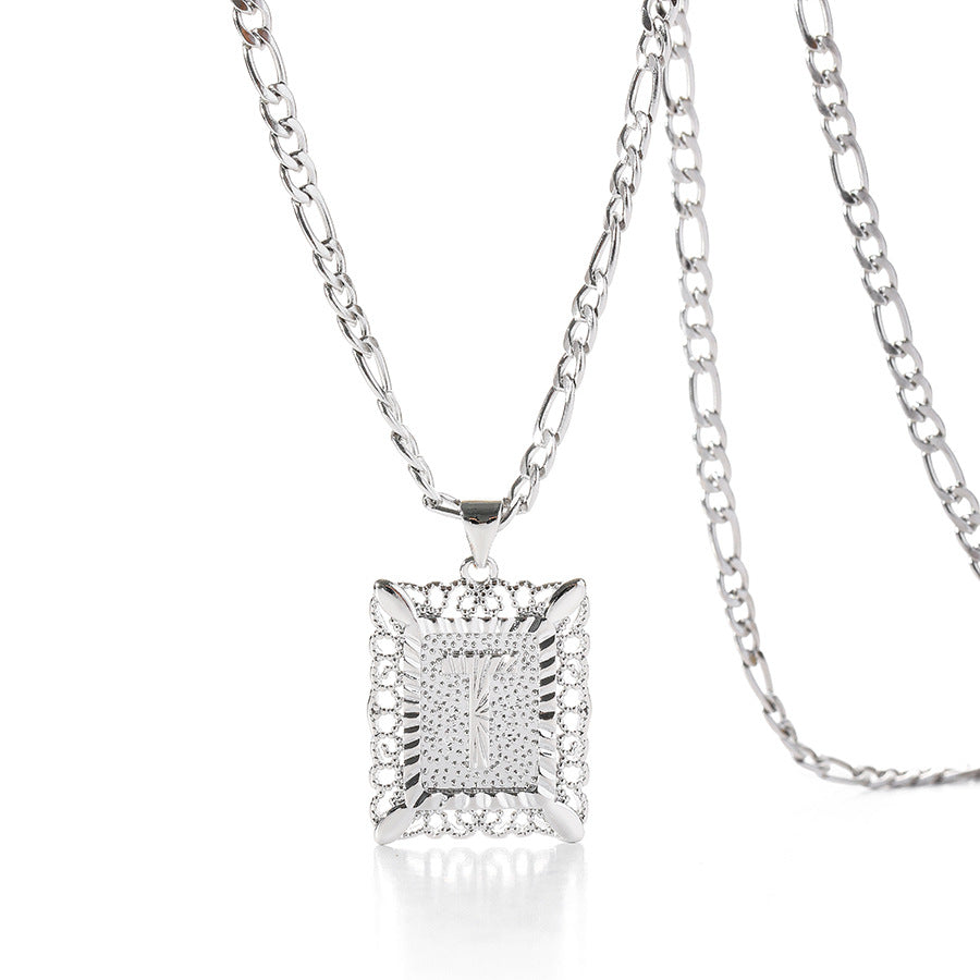 Square 14K Gold Alphabet Necklace