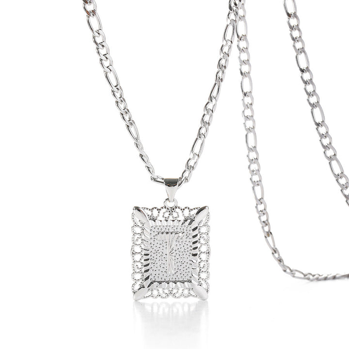 Square 14K Gold Alphabet Necklace