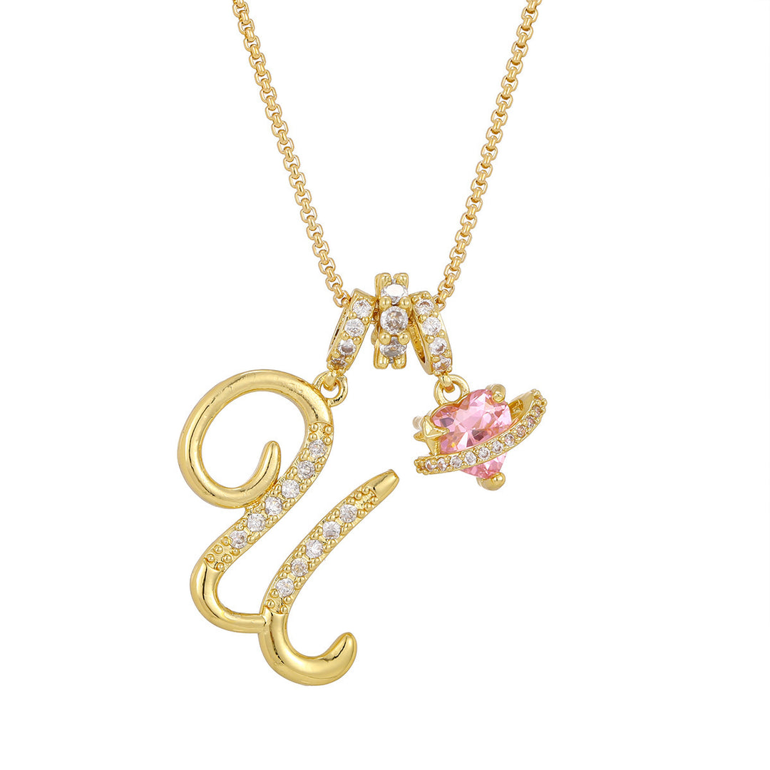 Dopamine 26 English Floral Letter Necklace - Girls' Light Luxury Niche High-End Jewelry