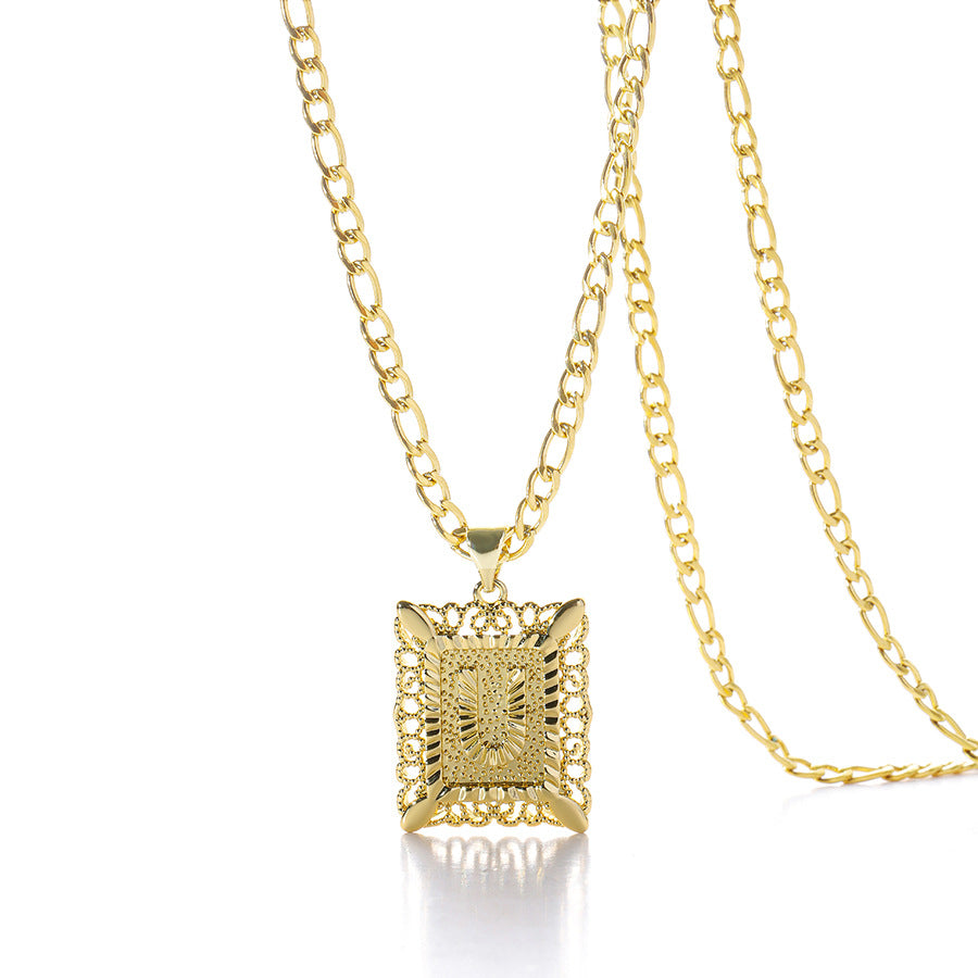 Square 14K Gold Alphabet Necklace