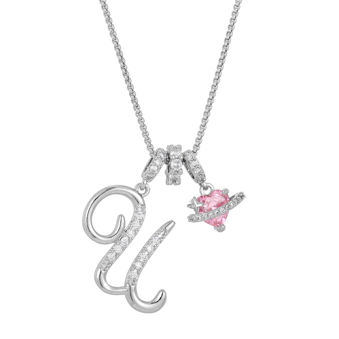 Dopamine 26 English Floral Letter Necklace - Girls' Light Luxury Niche High-End Jewelry