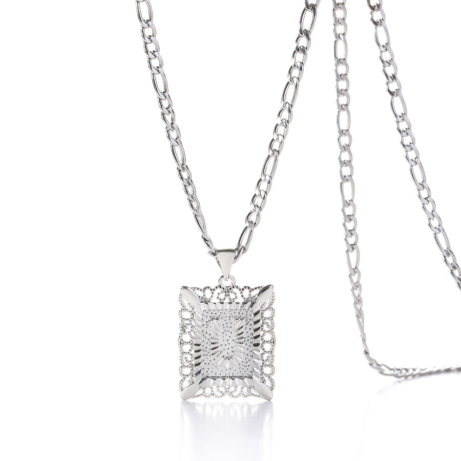 Square 14K Gold Alphabet Necklace