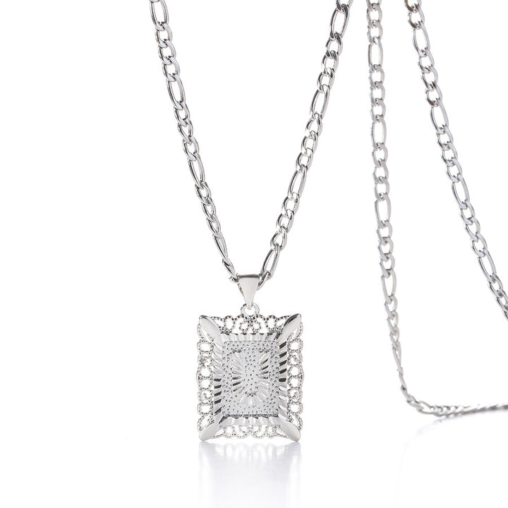 Square 14K Gold Alphabet Necklace
