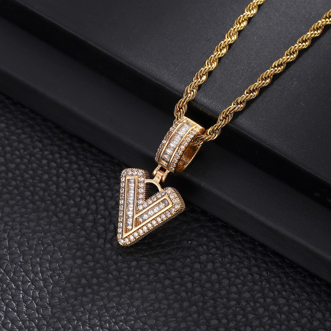 Full-Diamond Letter Cuban Link Necklace (26 Letters Optional | Gold/Silver Dual Tone)