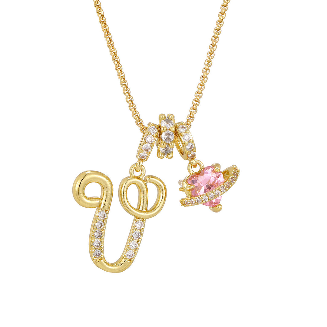 Dopamine 26 English Floral Letter Necklace - Girls' Light Luxury Niche High-End Jewelry