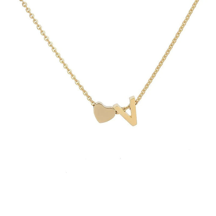 Heart & Initial Letter Choker (26 Letters Optional | Gold/Silver Dual Tone)