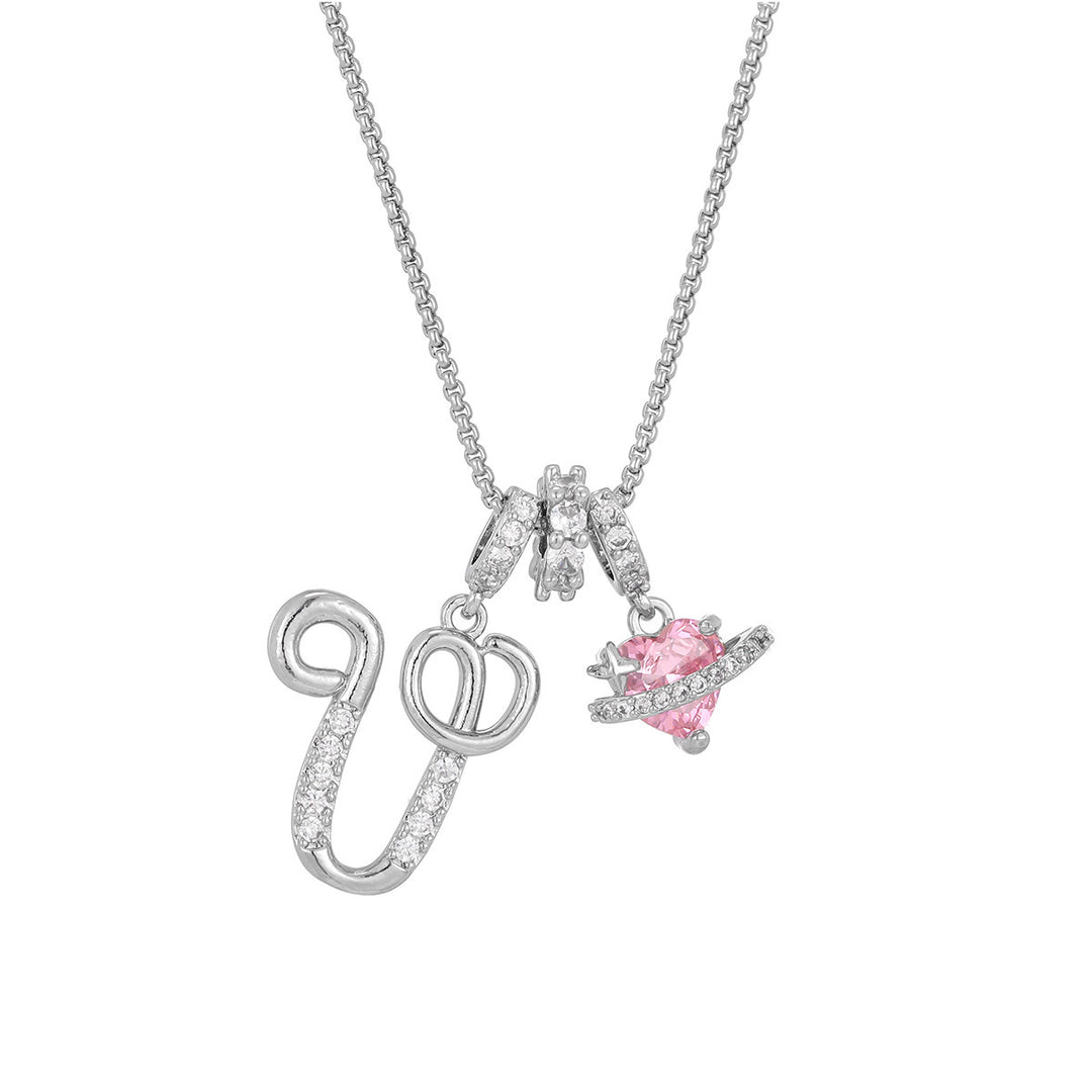 Dopamine 26 English Floral Letter Necklace - Girls' Light Luxury Niche High-End Jewelry
