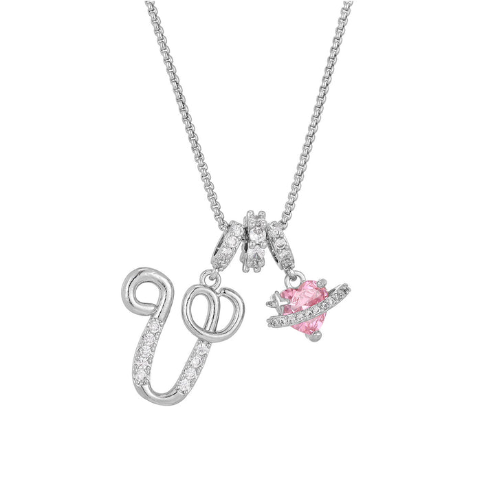 Dopamine 26 English Floral Letter Necklace - Girls' Light Luxury Niche High-End Jewelry