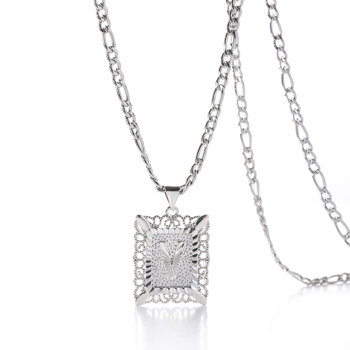 Square 14K Gold Alphabet Necklace